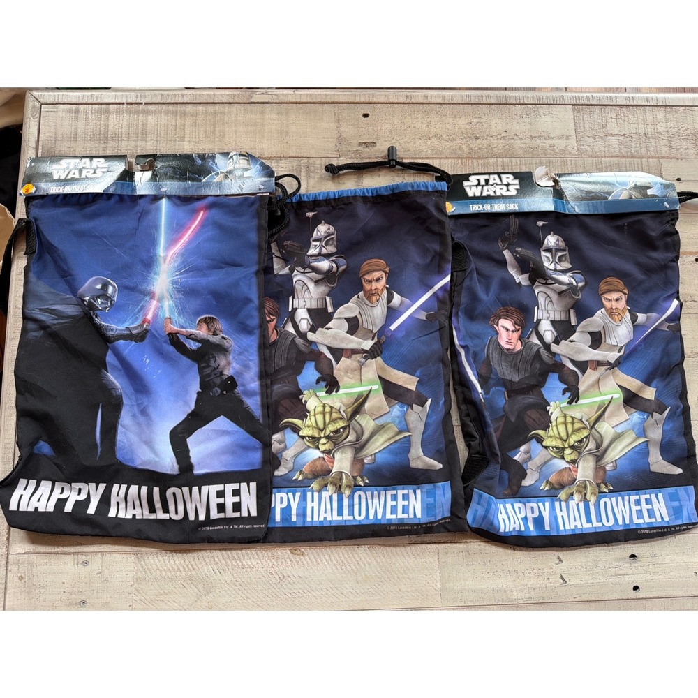 Star Wars Trick or Treat Sack Lot of 3 Darth Vader Luke Yoda Clone Wars 2010